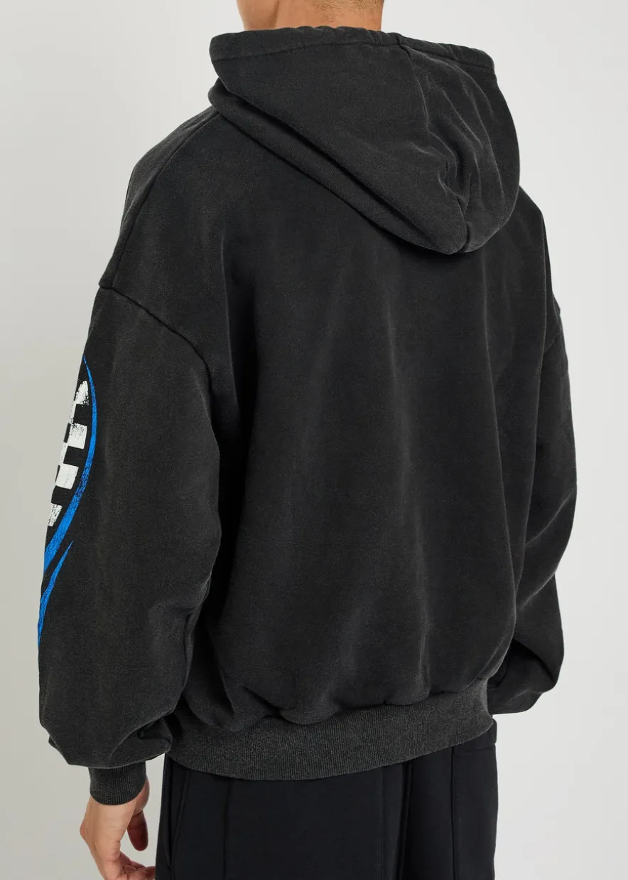 7 Speed printed hooded cotton sweatshirt