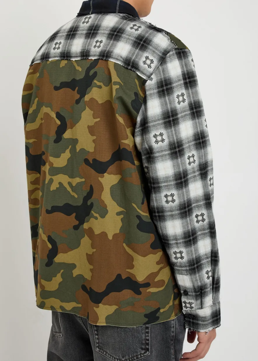 Spliced Quad patchwork cotton shirt
