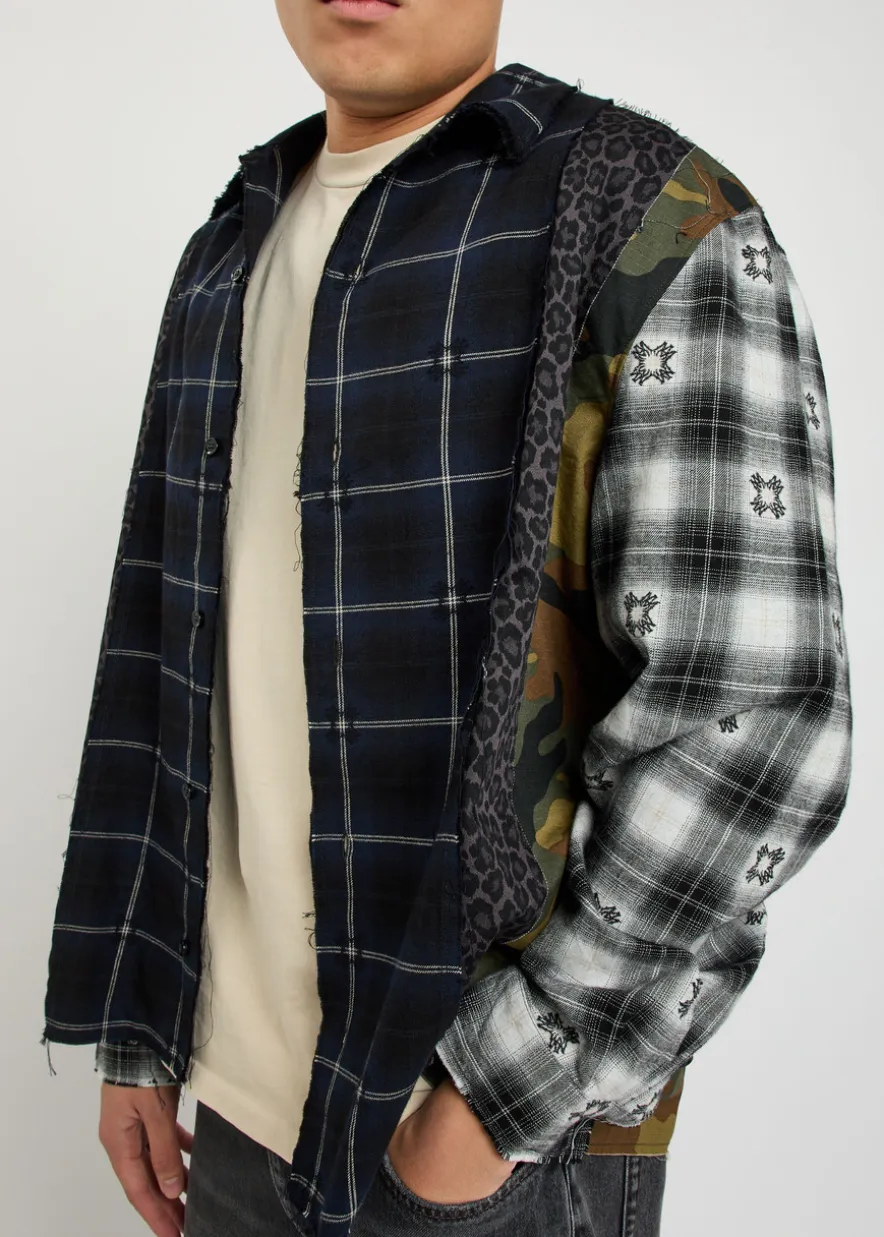 Spliced Quad patchwork cotton shirt