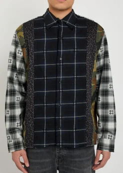 Spliced Quad patchwork cotton shirt