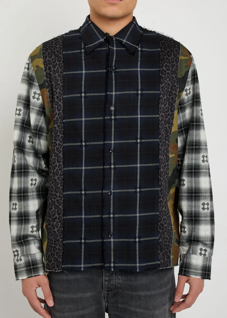 Spliced Quad patchwork cotton shirt