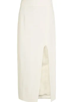 Split twill midi skirt