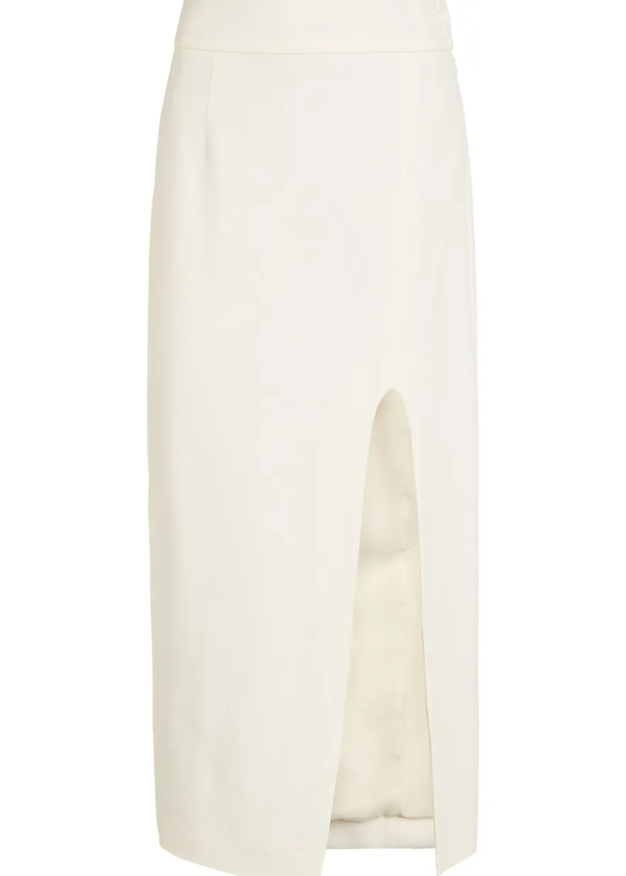 Split twill midi skirt