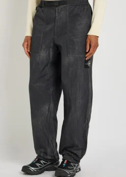 Sprayed straight-leg nylon trousers