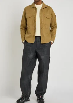 Sprayed straight-leg nylon trousers