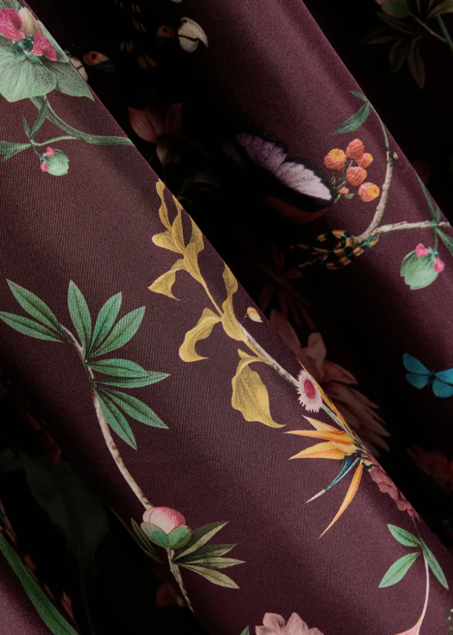 Square belted printed silk kaftan dress