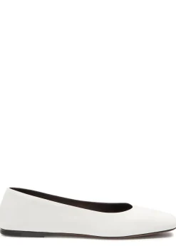 Square grained-leather ballet flats