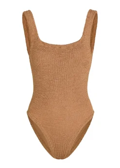 Square-neck crinkle swimsuit
