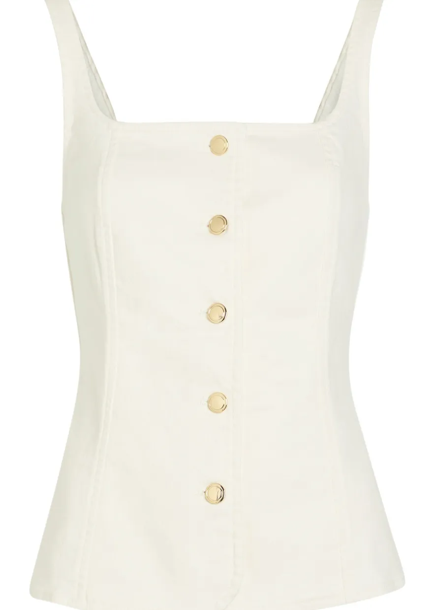 Square-neck denim top