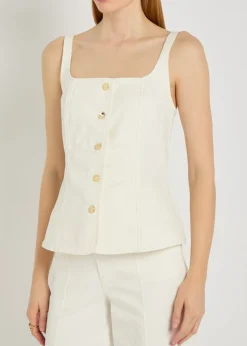 Square-neck denim top
