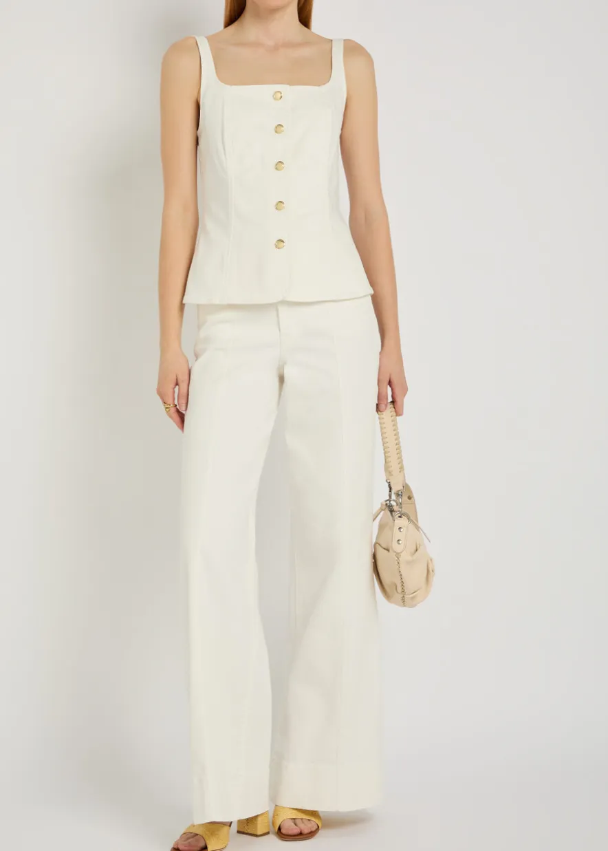Square-neck denim top