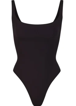 Square neck stretch-jersey bodysuit