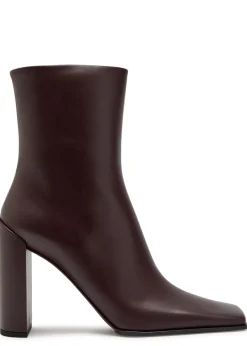Square toe leather ankle boots
