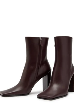 Square toe leather ankle boots