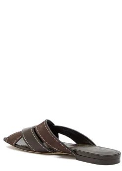Square-toe suede and leather sandals