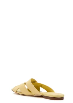 Square-toe suede and leather sandals