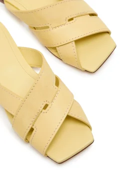 Square-toe suede and leather sandals