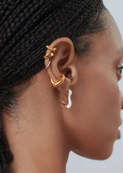 Squiggle small enamel and 18kt gold-plated earrings