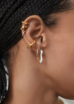 Squiggle small enamel and 18kt gold-plated earrings