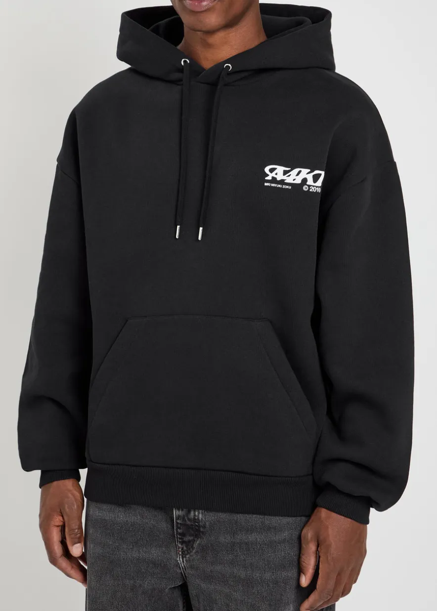 Stack hooded cotton-blend sweatshirt