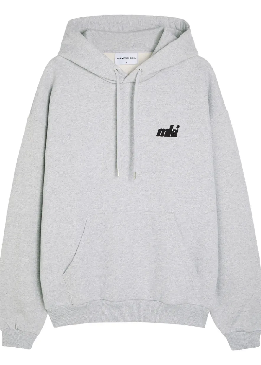 Stamp logo-print hooded cotton-blend sweatshirt