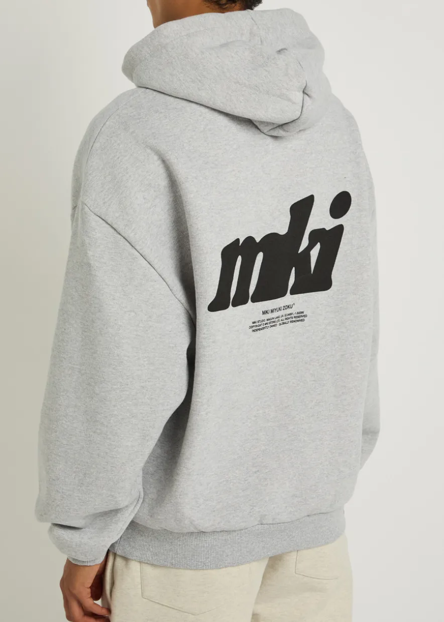 Stamp logo-print hooded cotton-blend sweatshirt