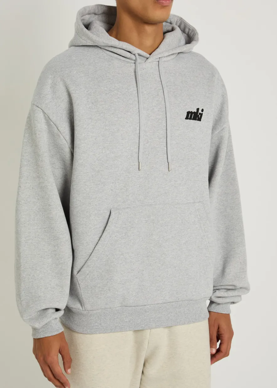 Stamp logo-print hooded cotton-blend sweatshirt