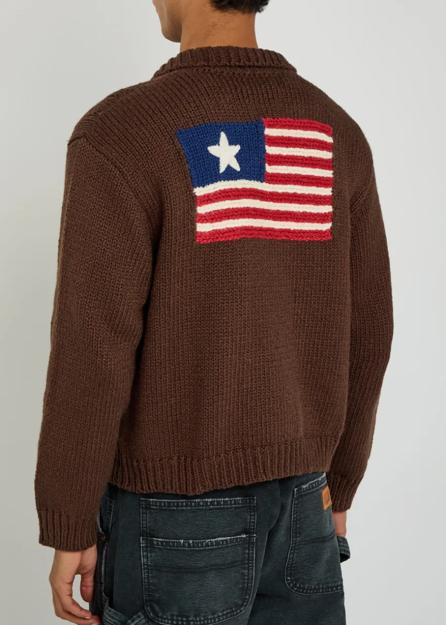 1 Star embroidered cotton-knit jacket