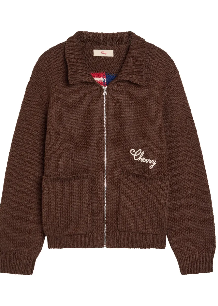 1 Star embroidered cotton-knit jacket