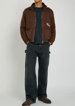 1 Star embroidered cotton-knit jacket