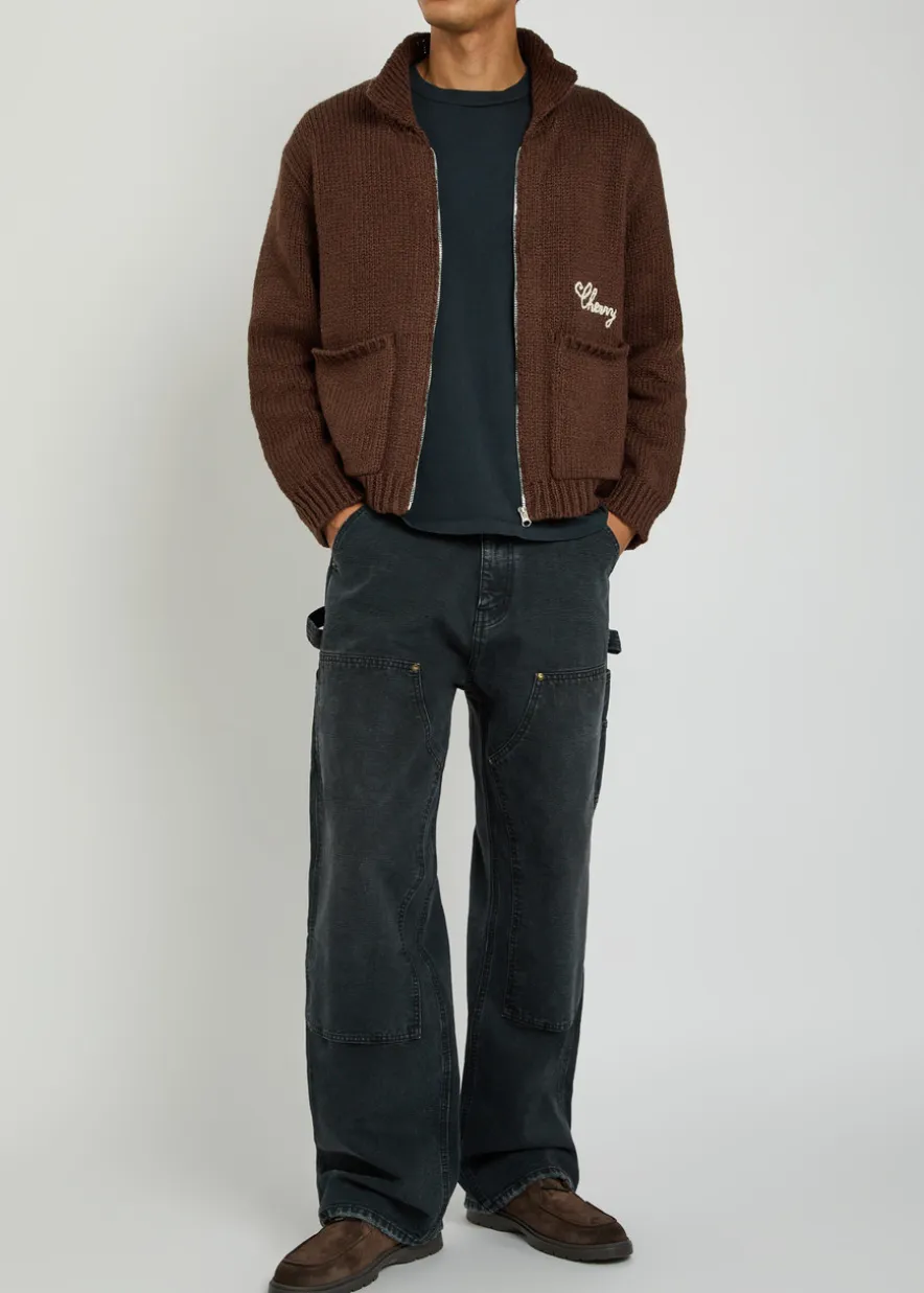 1 Star embroidered cotton-knit jacket