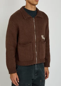 1 Star embroidered cotton-knit jacket
