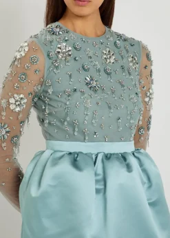 Starla embellished duchess satin and tulle midi dress