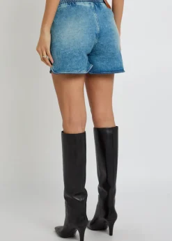Star logo-embroidered stretch-denim shorts