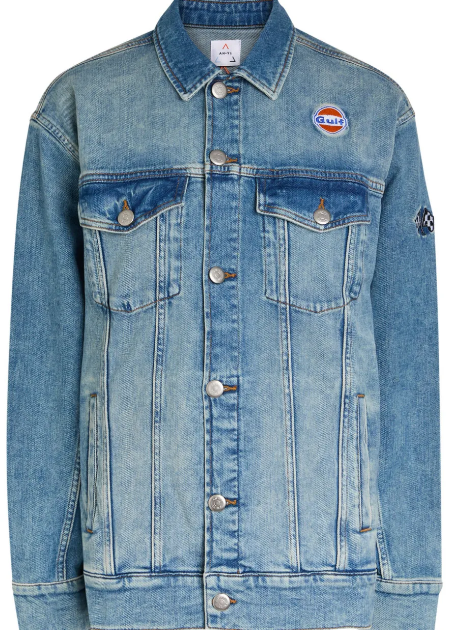 Star logo-embroidered stretch-denim jacket