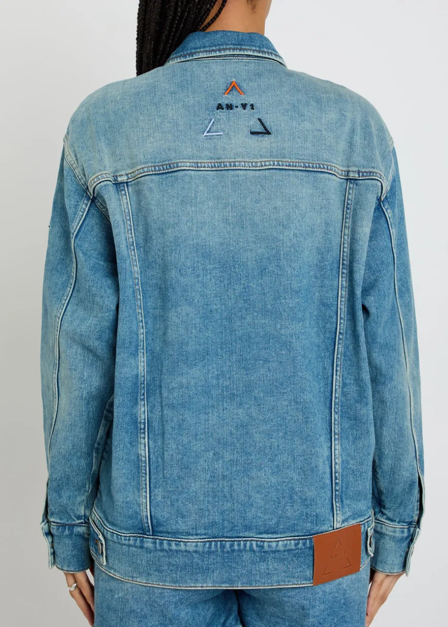 Star logo-embroidered stretch-denim jacket