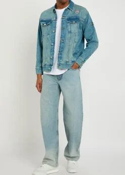 Star panelled stretch-denim jacket