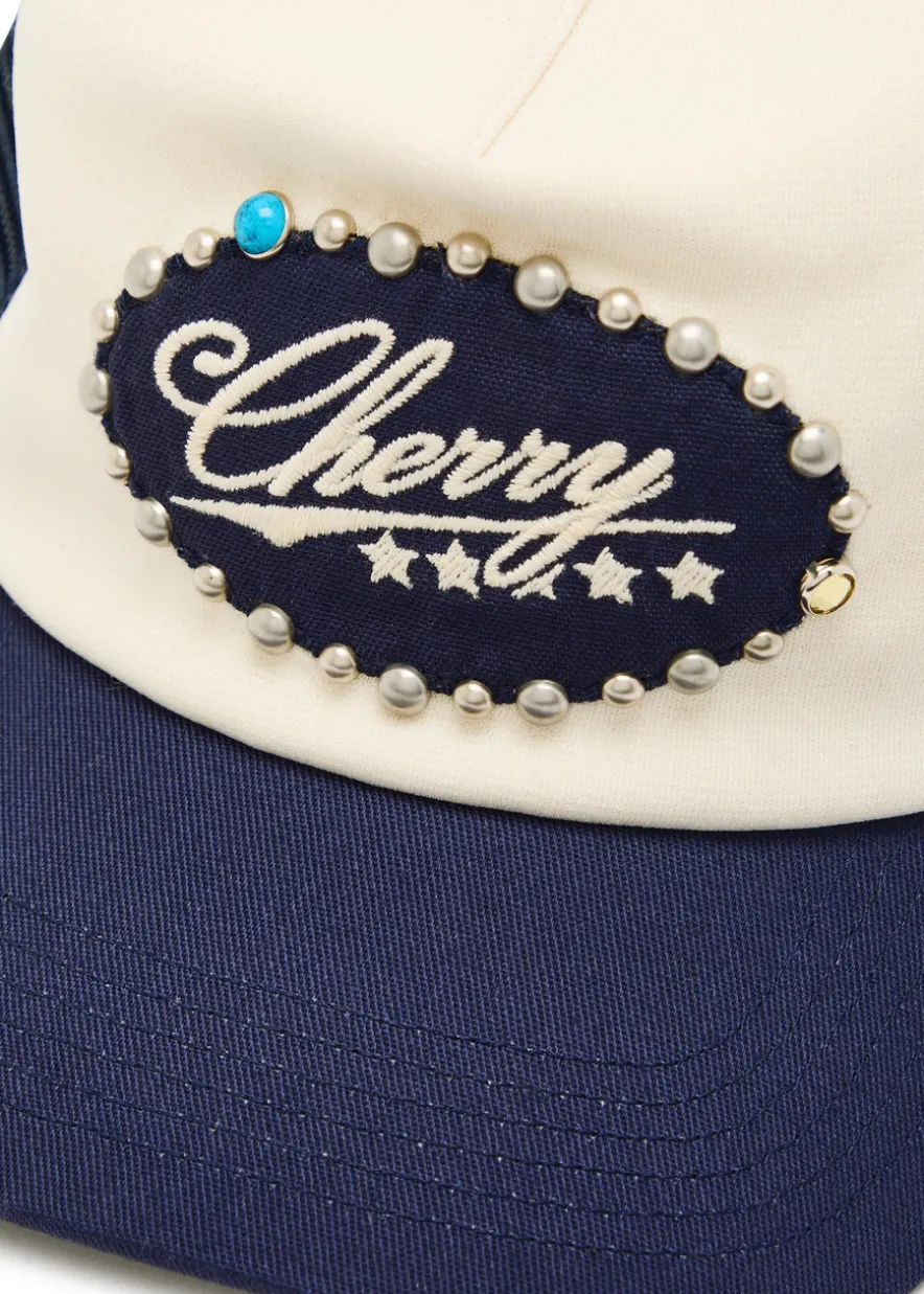 5 Star stud-embellished twill and mesh cap