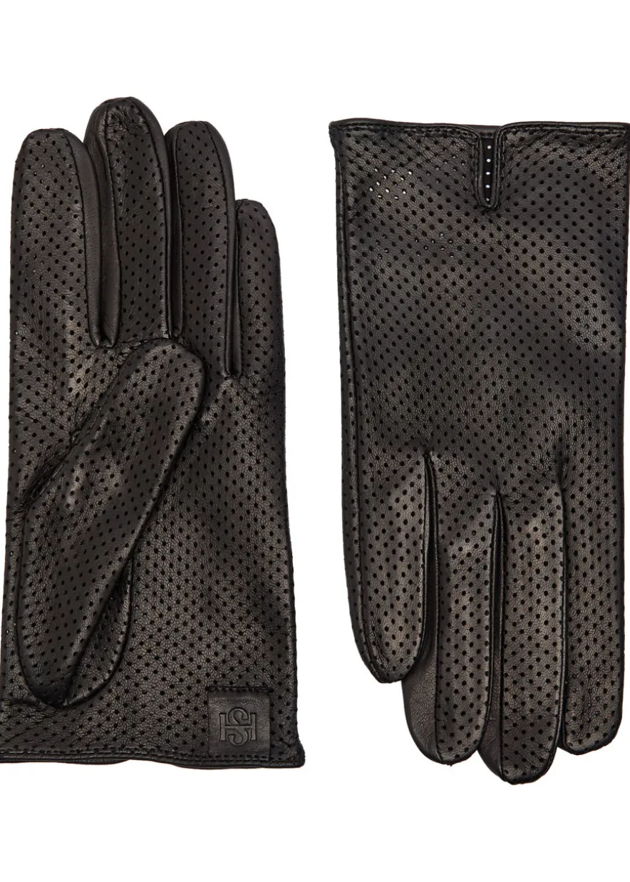 Statement perforated leather gloves