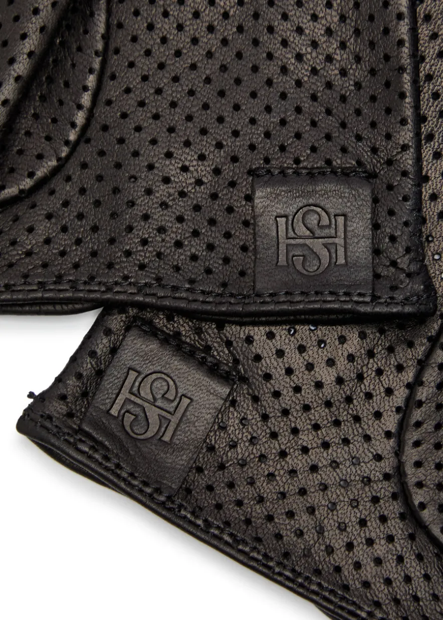 Statement perforated leather gloves