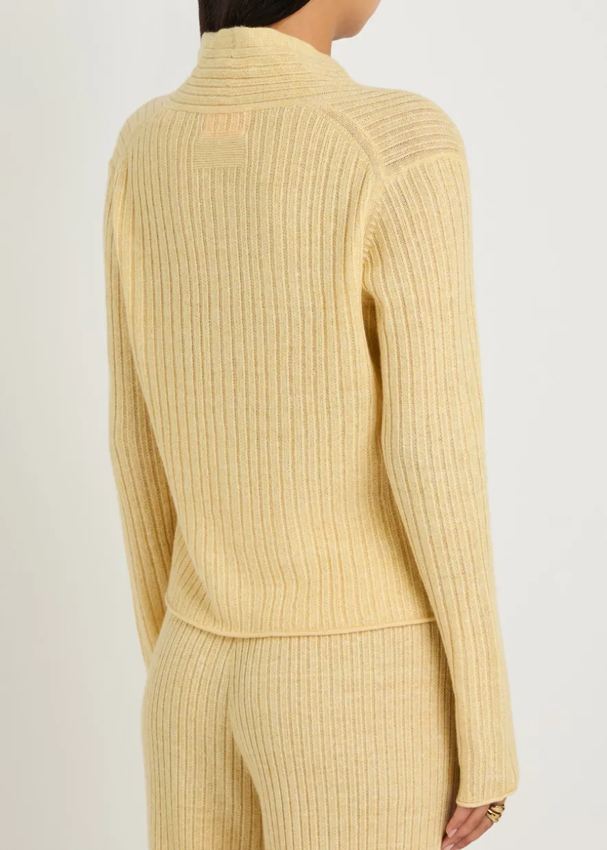 Stealth ribbed cashmere and linen-blend cardigan