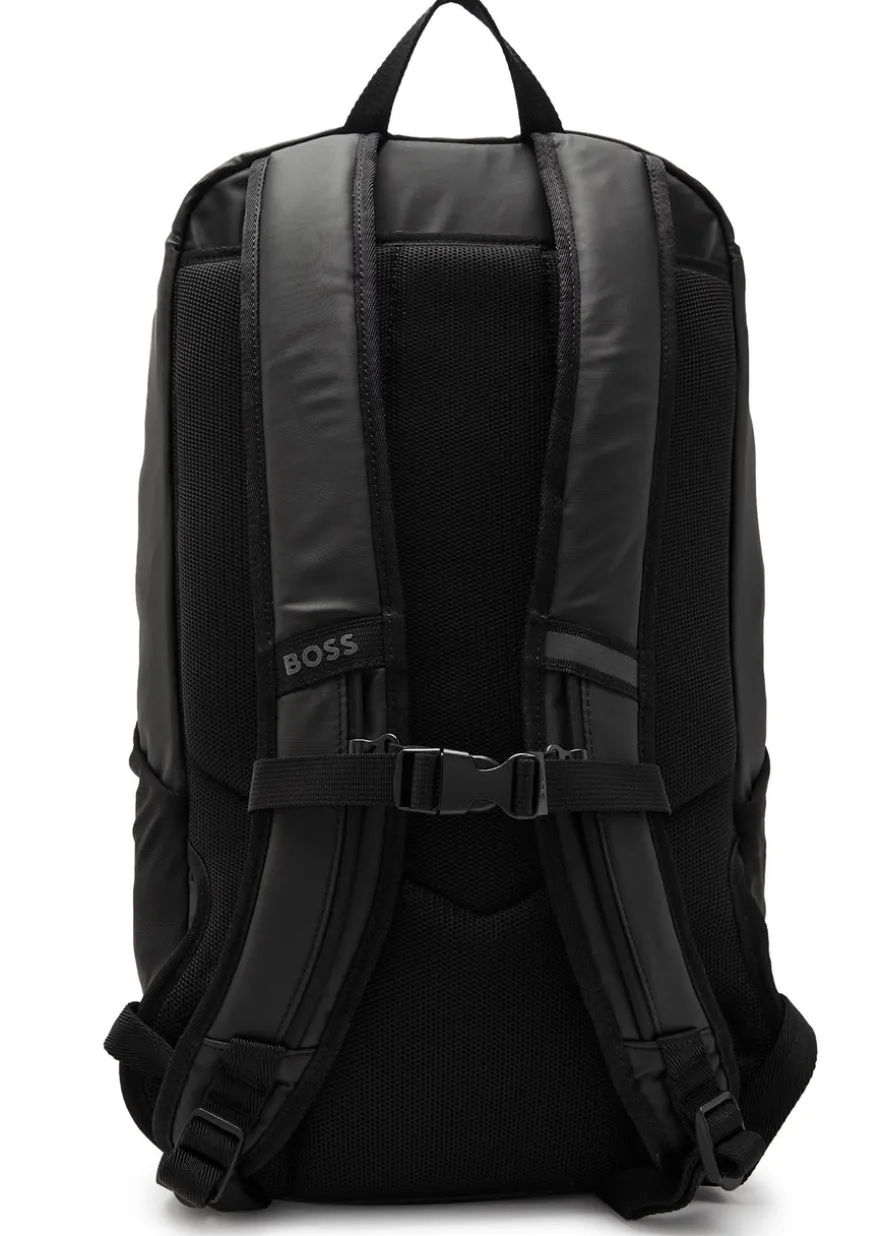 Stenson logo coated faux leather backpack