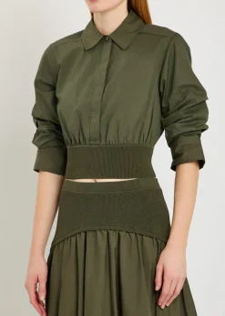 Stiles cotton-poplin cropped shirt