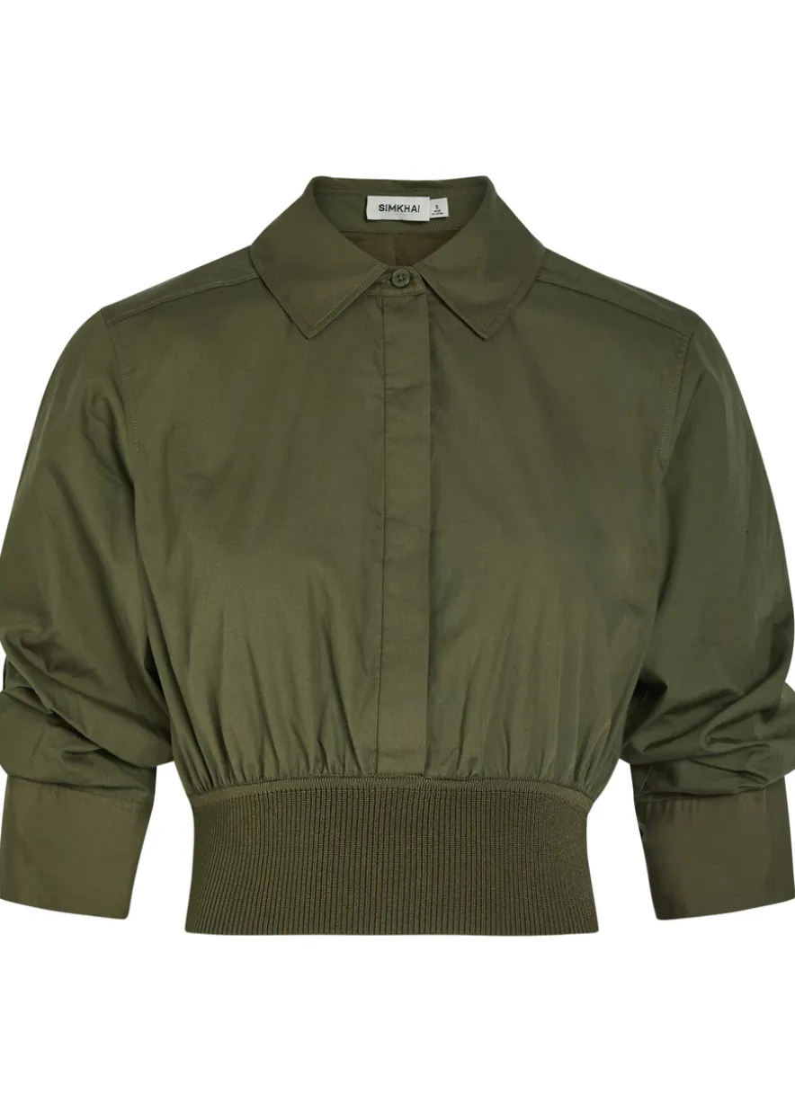 Stiles cotton-poplin cropped shirt