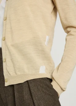 Stitch-detail wool-blend cardigan