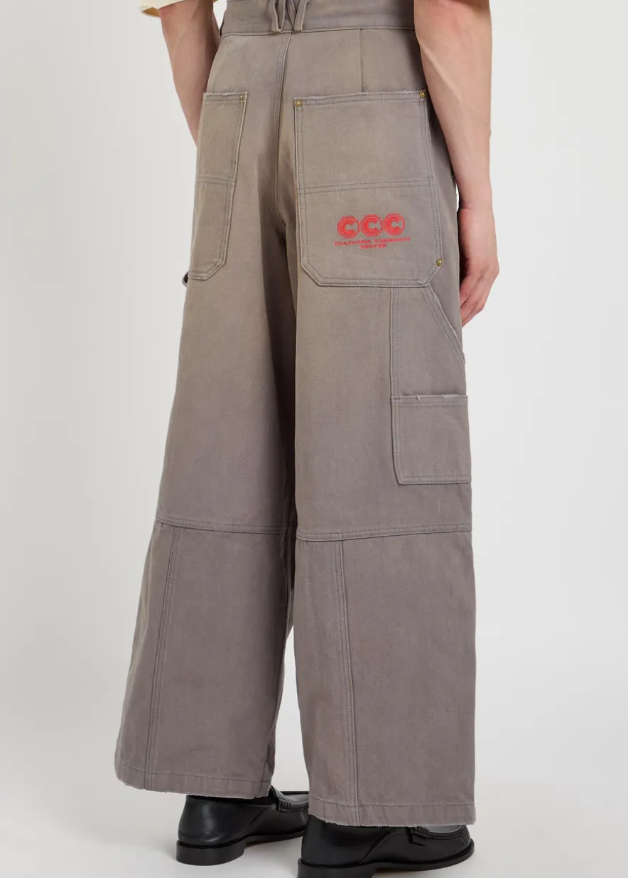 Stockton double-knee wide-leg cotton cargo trousers
