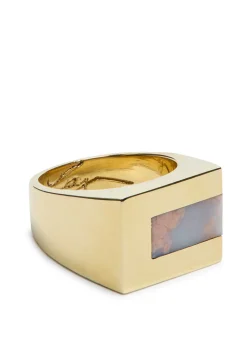 Stone-embellished brass ring