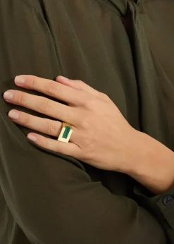 Stone-embellished brass ring