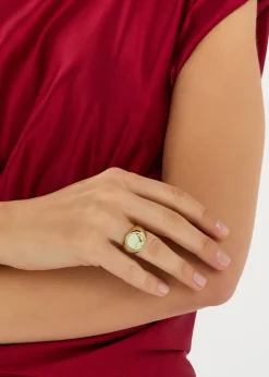 Stone-embellished signet ring