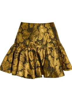 Stormi metallic floral-jacquard woven mini skirt